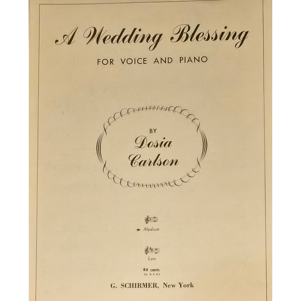 A Wedding Blessing‎ Vintage 1954 Sheet Music by Dosia Carlson